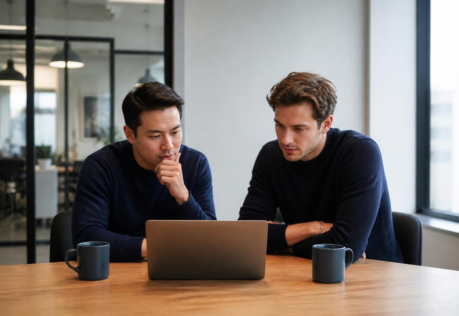 A founding team presenting fundraising metrics to colleagues in a boardroom